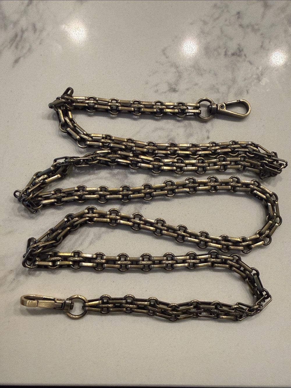 Vintage-Style Brass Chain Strap - Women's Accessory in Antique Gold